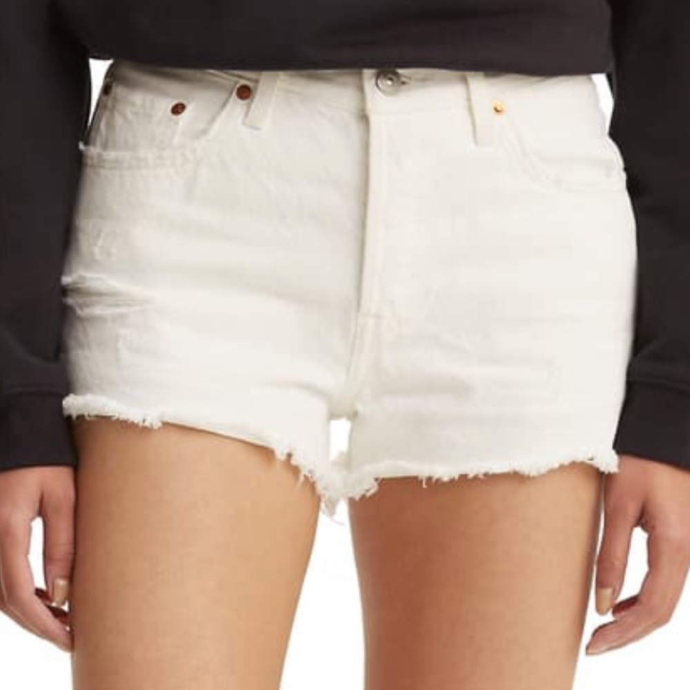 Levi’s Vintage 501 white cutoff denim shorts